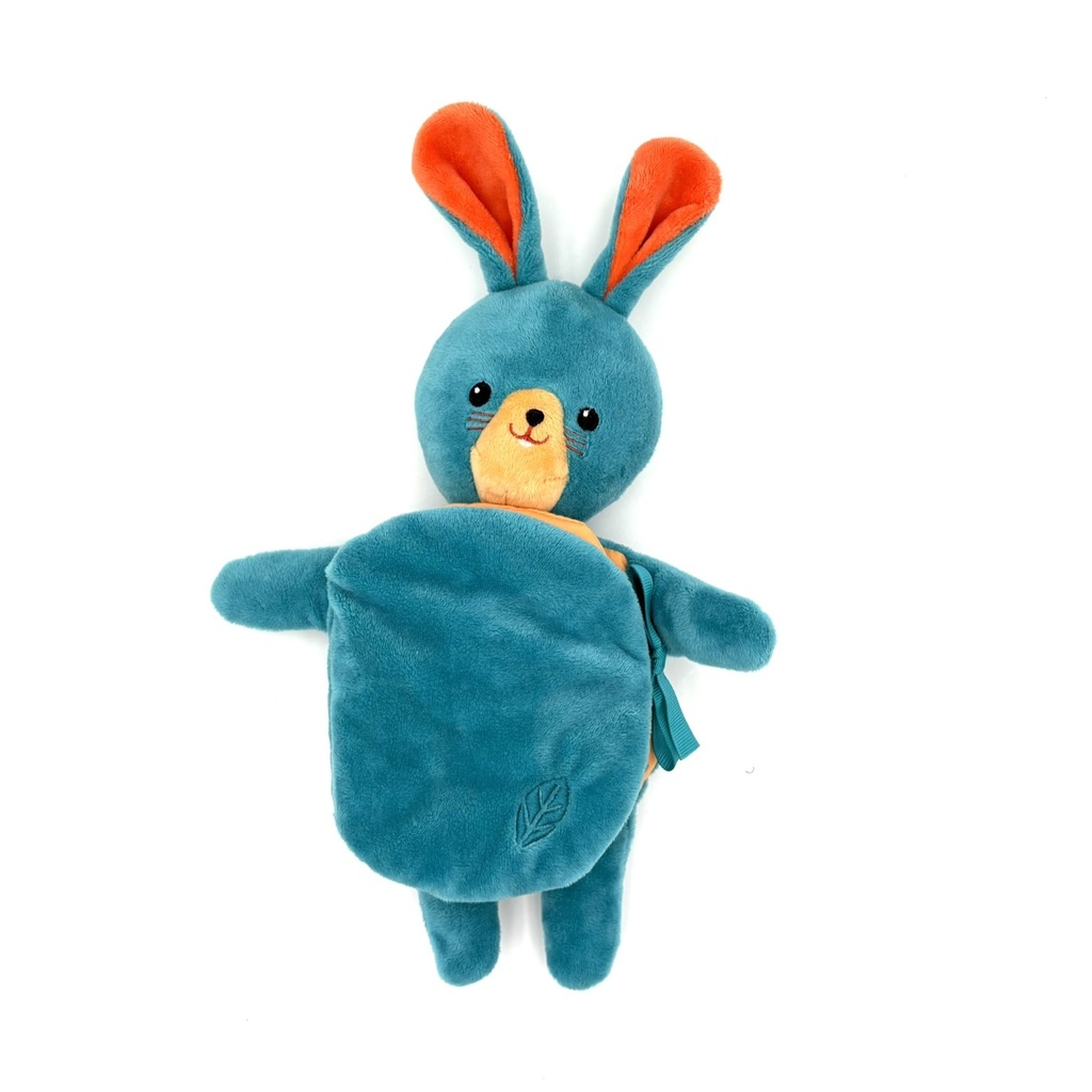 Boek en knuffel in de vorm van een konijn