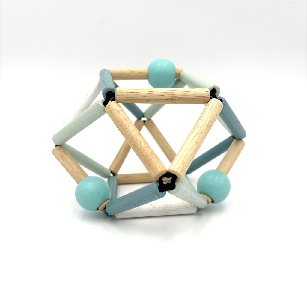 Houten rammelaar voor baby's, blauw